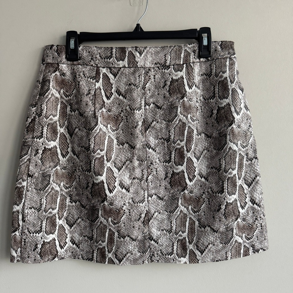French Connection Elias Pleather Reptile Mini Skirt Cream Multi Snakeskin 10 NWT